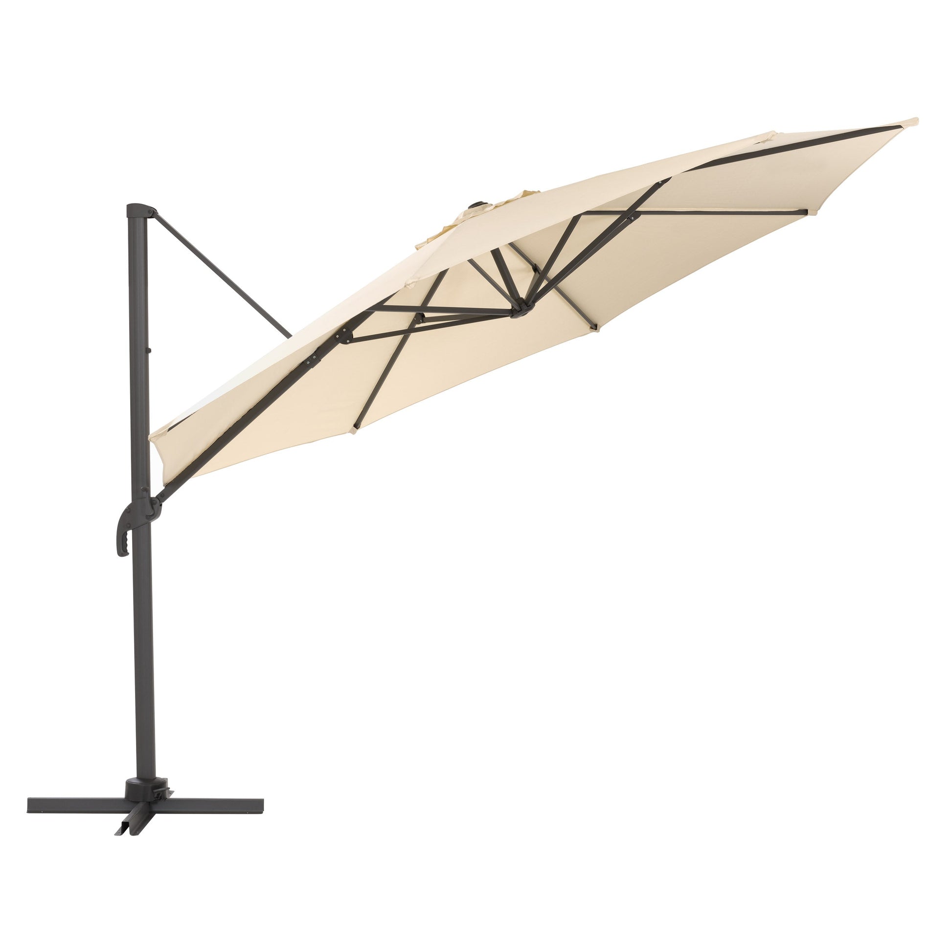 warm white deluxe offset patio umbrella with base 500 Series product image CorLiving#color_warm-white