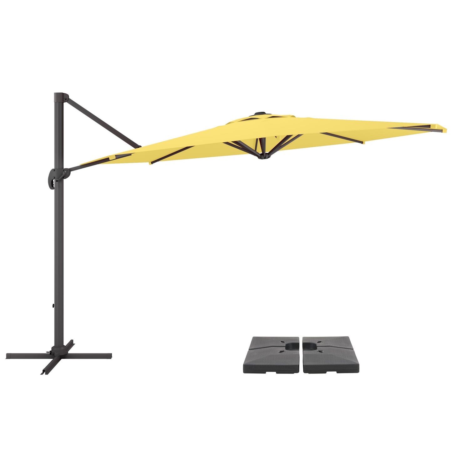 yellow deluxe offset patio umbrella with base 500 Series product image CorLiving#color_yellow