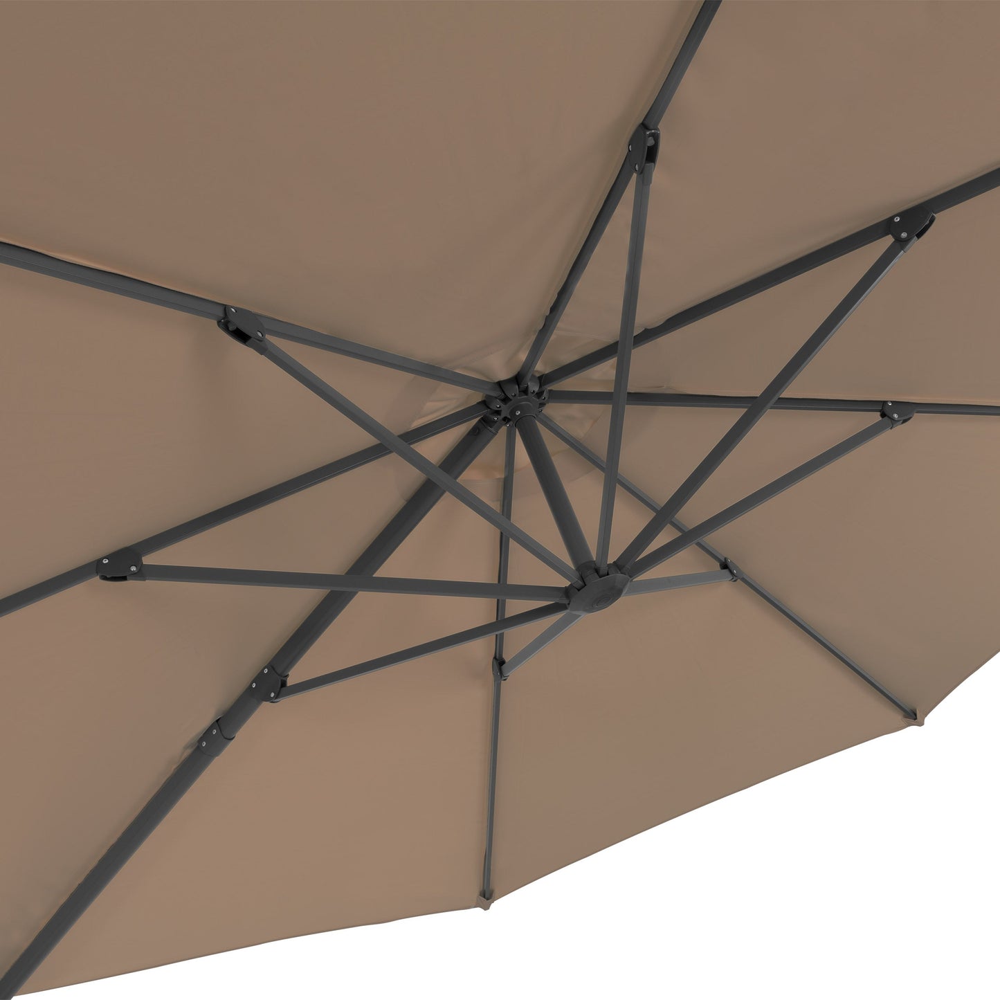 brown deluxe offset patio umbrella with base 500 Series detail image CorLiving#color_brown