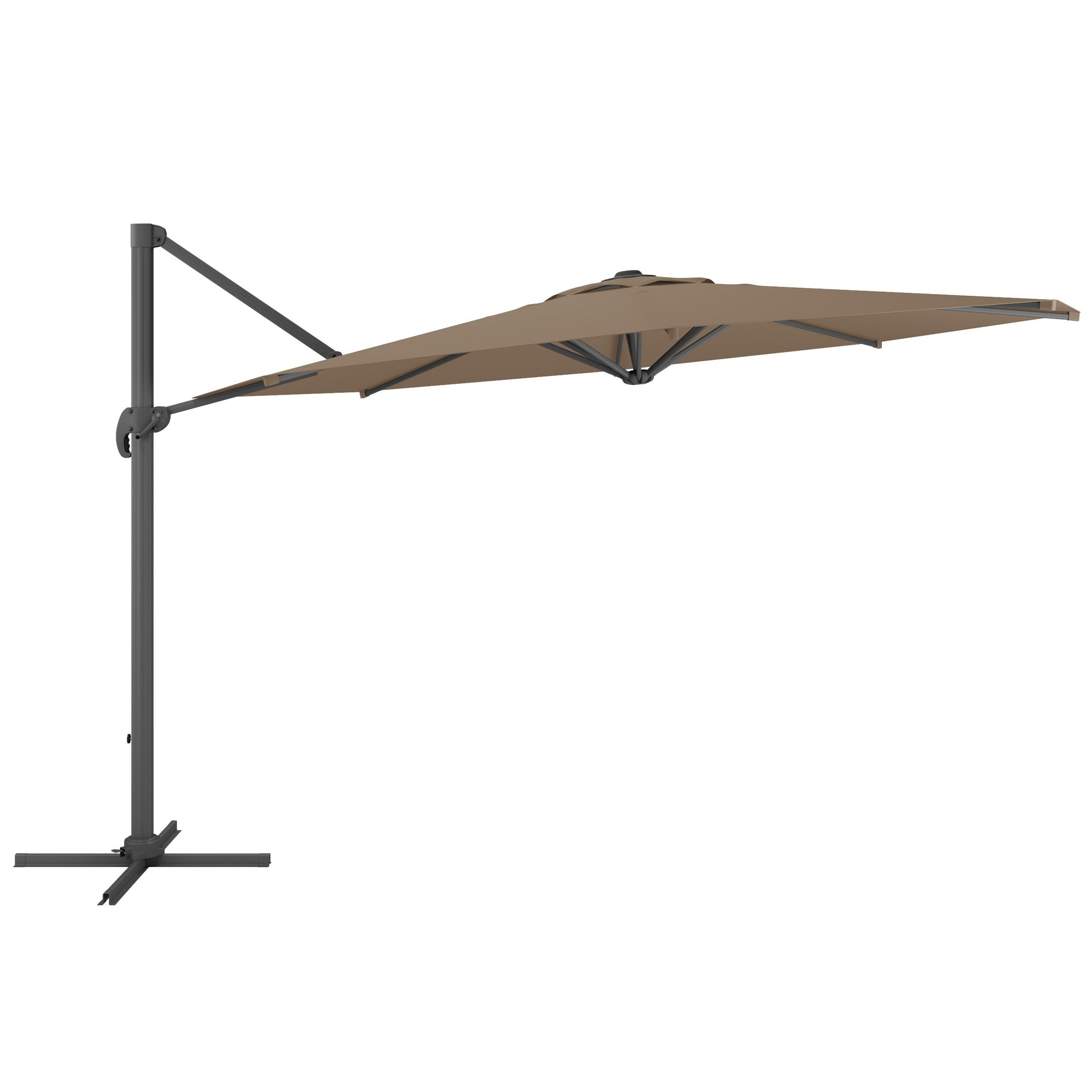 brown deluxe offset patio umbrella with base 500 Series product image CorLiving#color_brown