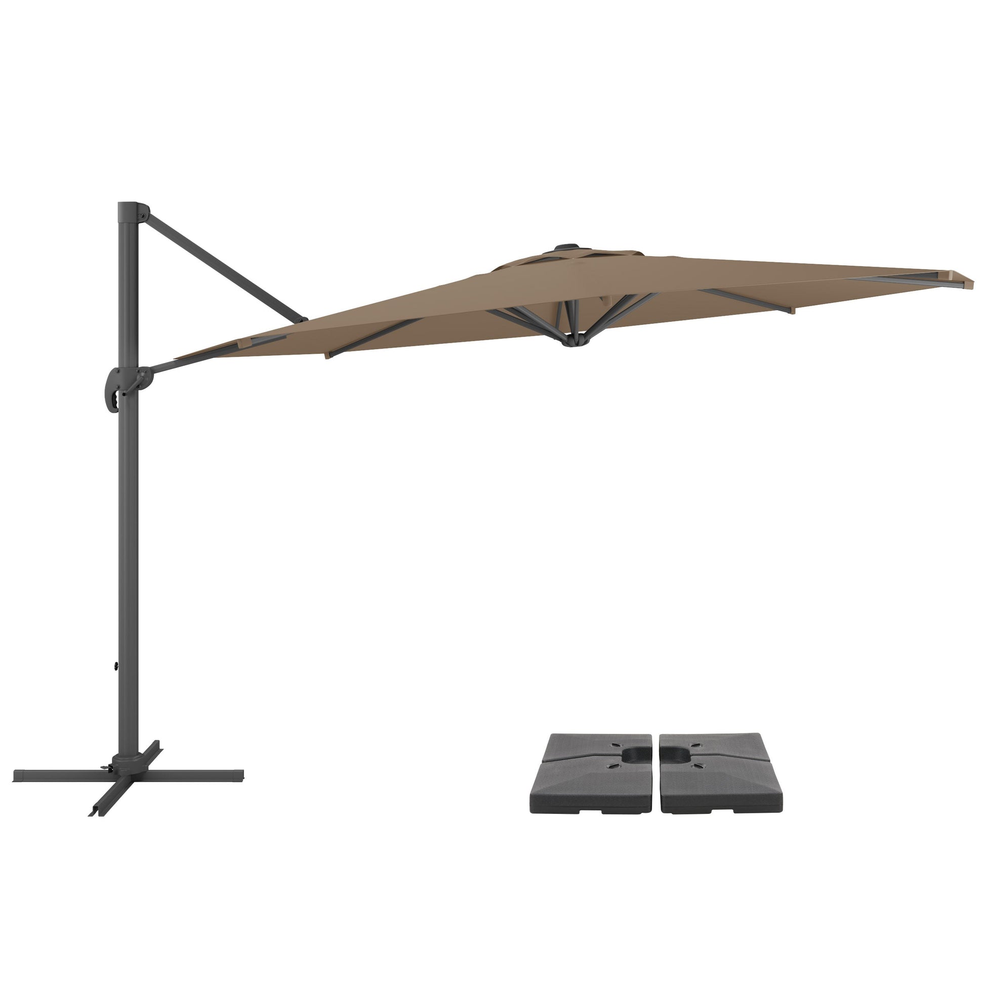 brown deluxe offset patio umbrella with base 500 Series product image CorLiving#color_brown