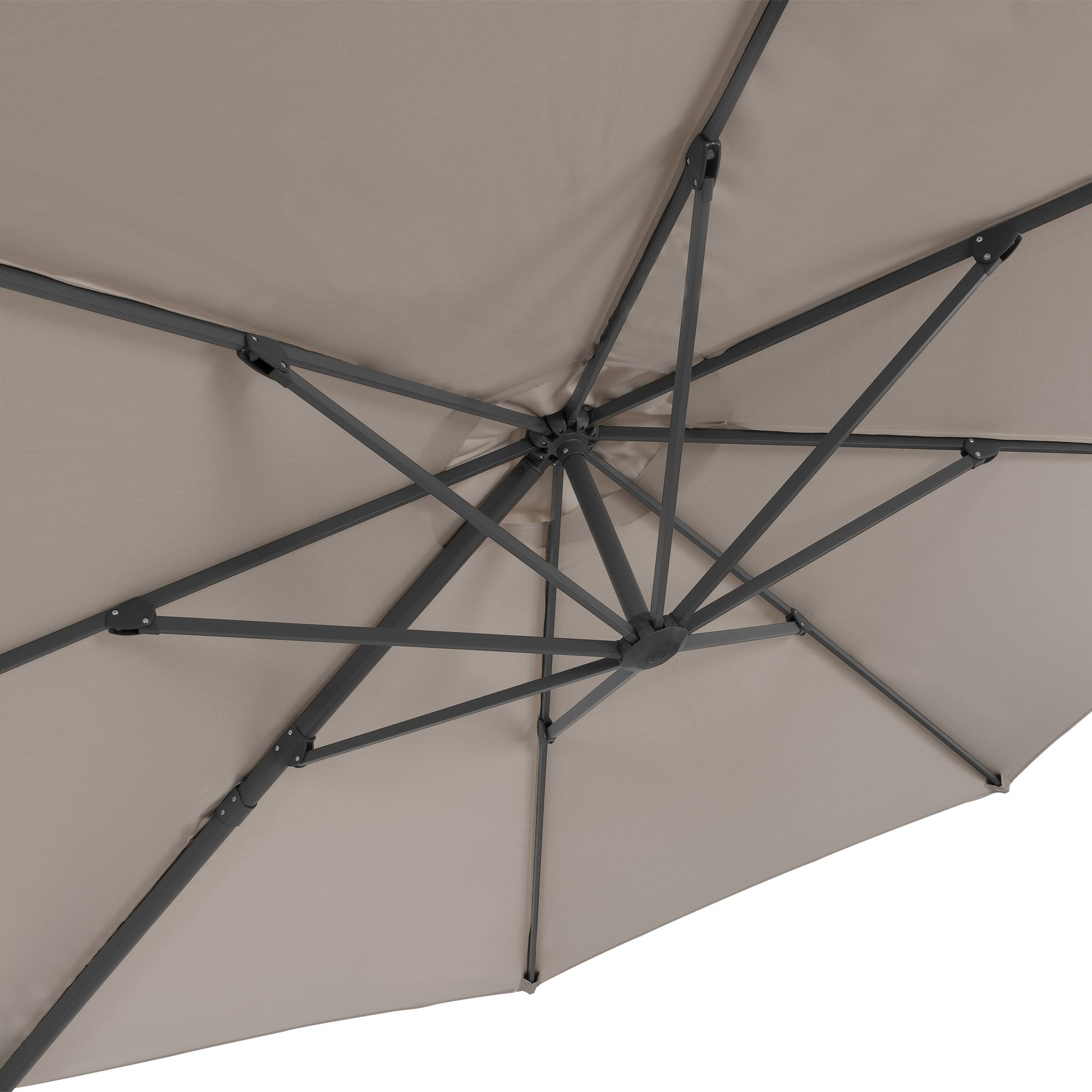 grey deluxe offset patio umbrella with base 500 Series detail image CorLiving#color_grey
