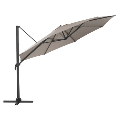 grey deluxe offset patio umbrella with base 500 Series product image CorLiving#color_grey