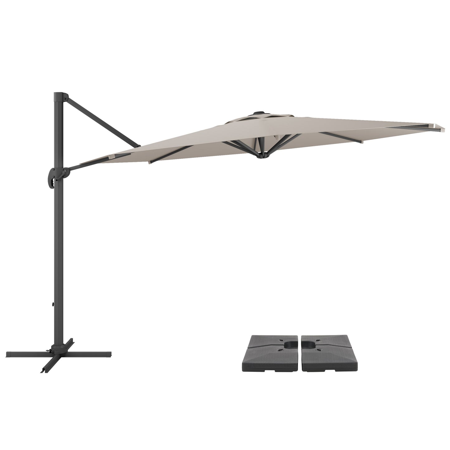 grey deluxe offset patio umbrella with base 500 Series product image CorLiving#color_grey