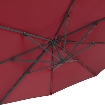 wine red deluxe offset patio umbrella with base 500 Series detail image CorLiving#color_wine-red