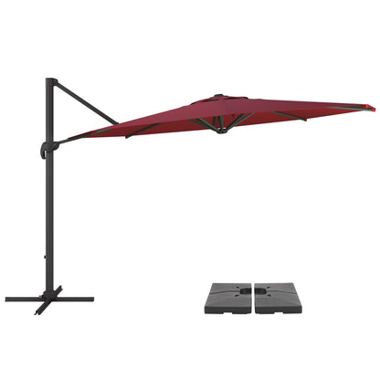 wine red deluxe offset patio umbrella with base 500 Series product image CorLiving#color_wine-red