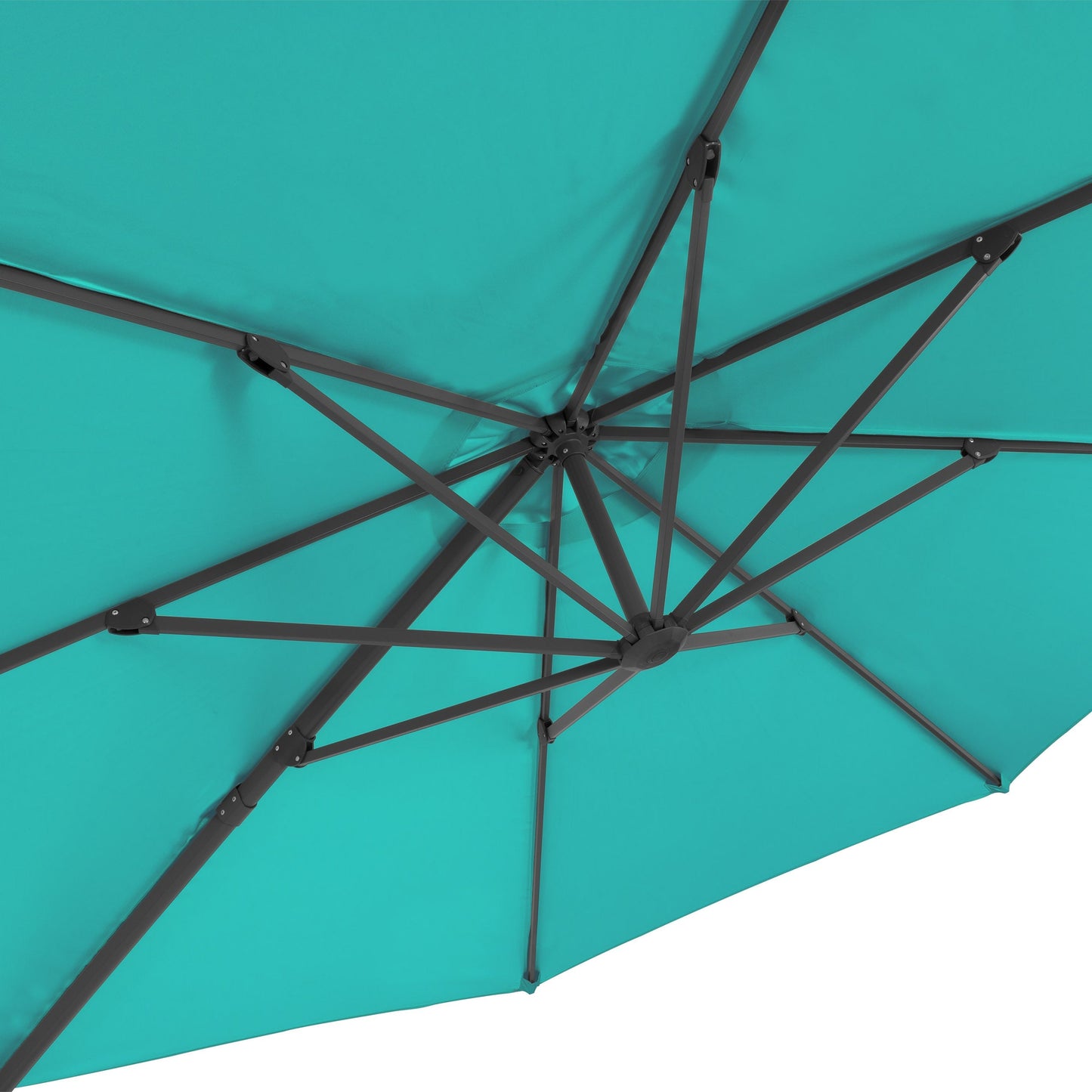 turquoise blue deluxe offset patio umbrella with base 500 Series detail image CorLiving#color_turquoise-blue
