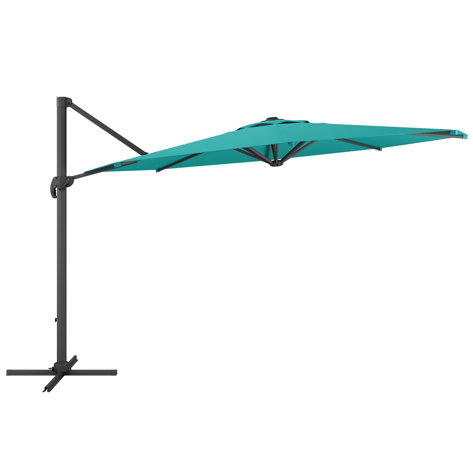 turquoise blue deluxe offset patio umbrella with base 500 Series product image CorLiving#color_turquoise-blue