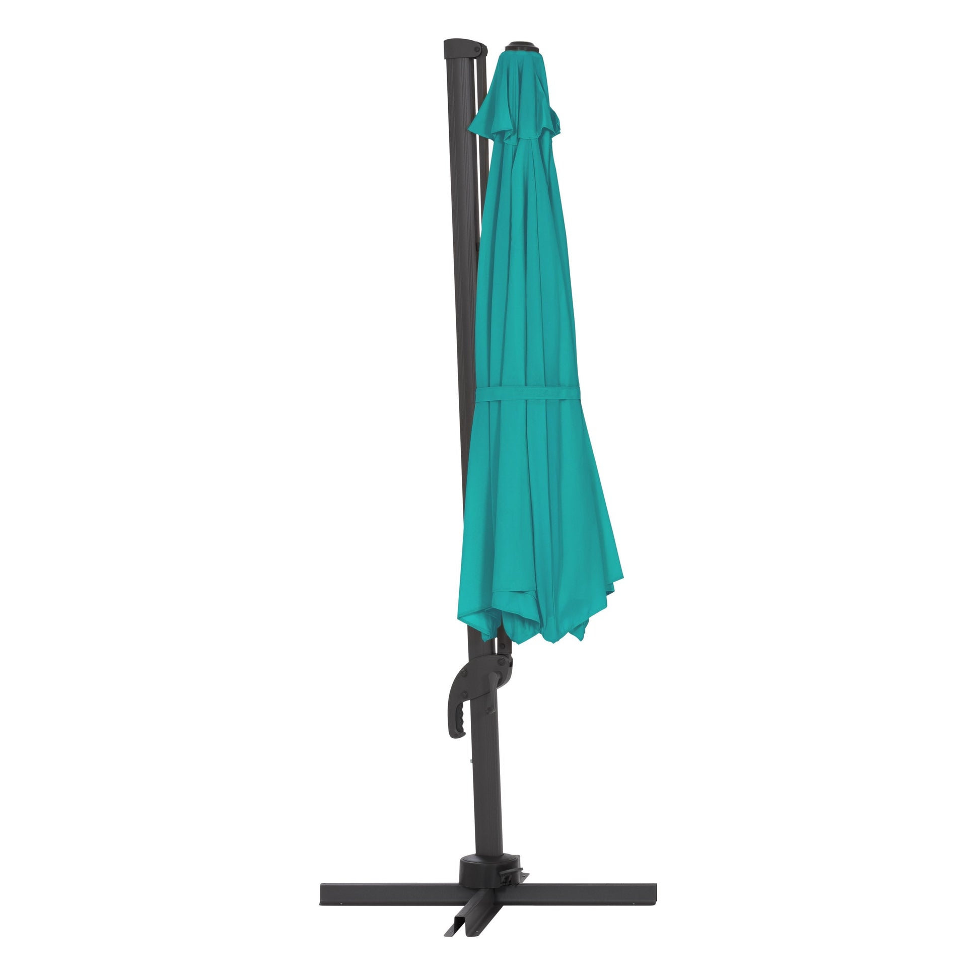 turquoise blue deluxe offset patio umbrella with base 500 Series product image CorLiving#color_turquoise-blue