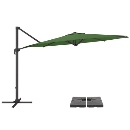 forest green deluxe offset patio umbrella with base 500 Series product image CorLiving#color_forest-green