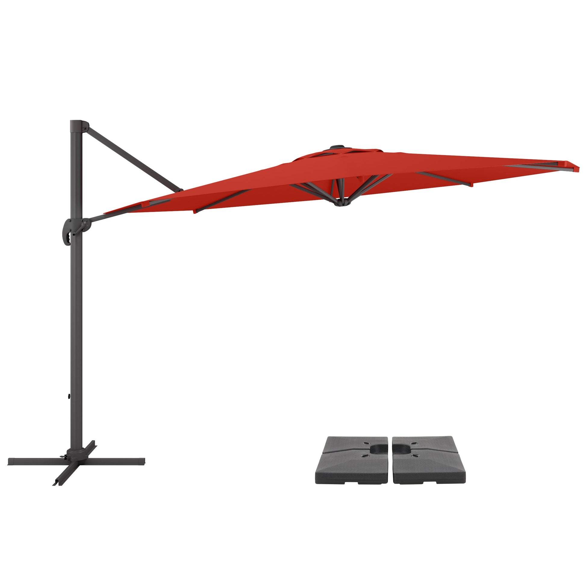 crimson red deluxe offset patio umbrella with base 500 Series product image CorLiving#color_crimson-red