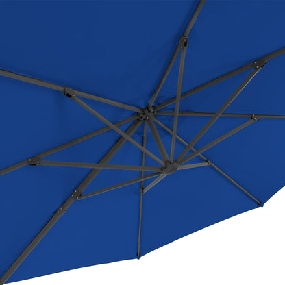 cobalt blue deluxe offset patio umbrella with base 500 Series detail image CorLiving#color_cobalt-blue