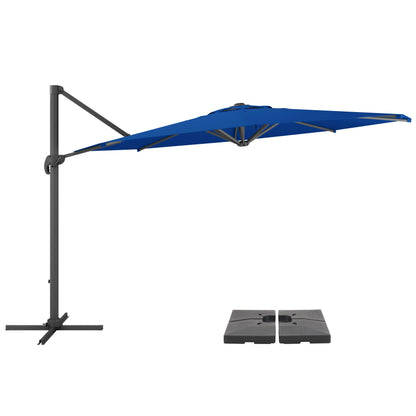 cobalt blue deluxe offset patio umbrella with base 500 Series product image CorLiving#color_cobalt-blue