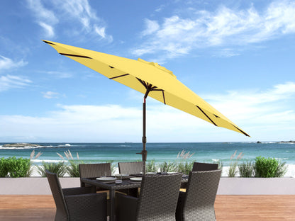 yellow large patio umbrella, tilting with base 700 Series lifestyle scene CorLiving#color_yellow