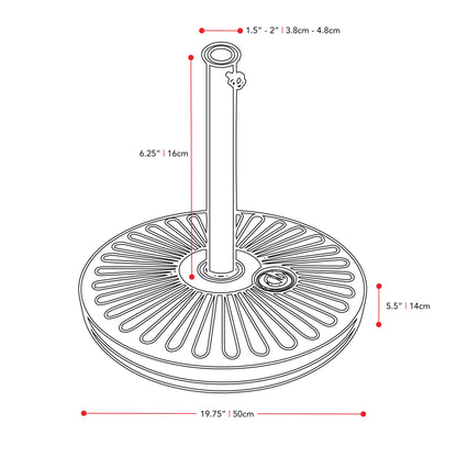 black large patio umbrella, tilting with base 700 Series measurements diagram CorLiving#color_black