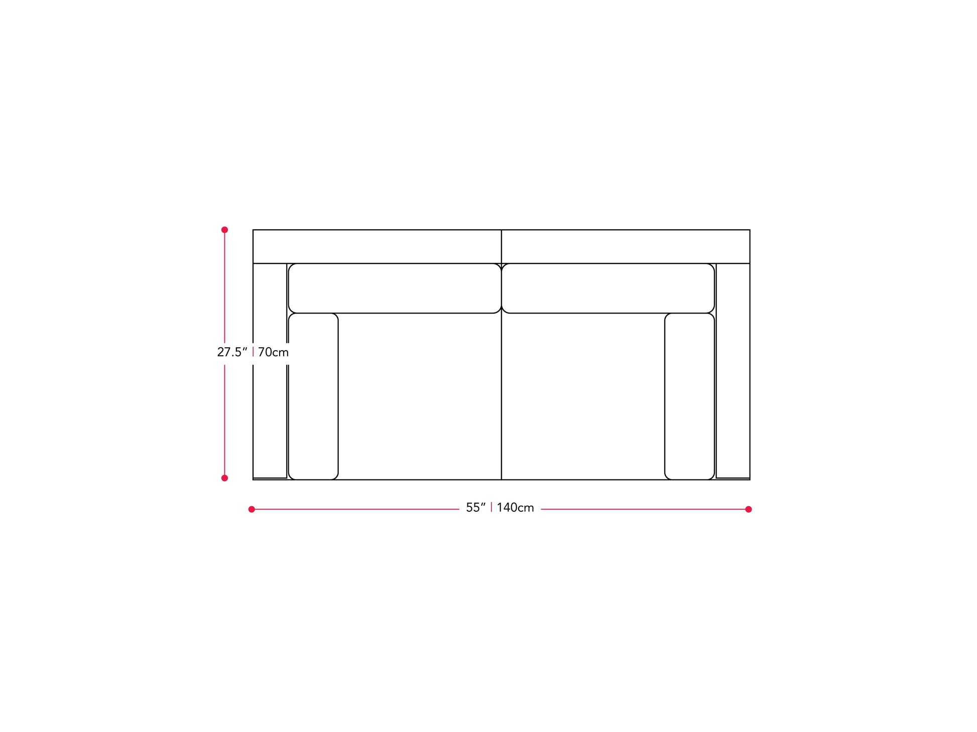 black and ash grey Outdoor Loveseat, 2pc Parksville Collection measurements diagram by CorLiving#color_black-and-ash-grey