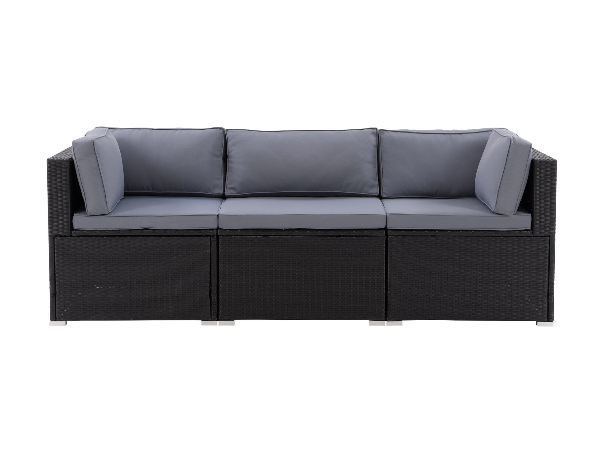 black and ash grey Outdoor Wicker Sofa, 3pc Parksville Collection product image by CorLiving#color_black-and-ash-grey