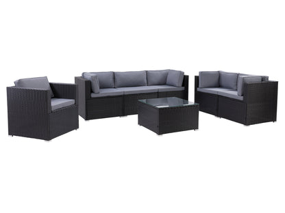 black and ash grey Outdoor Sofa Set, 7pc Parksville Collection product image by CorLiving#color_black-and-ash-grey