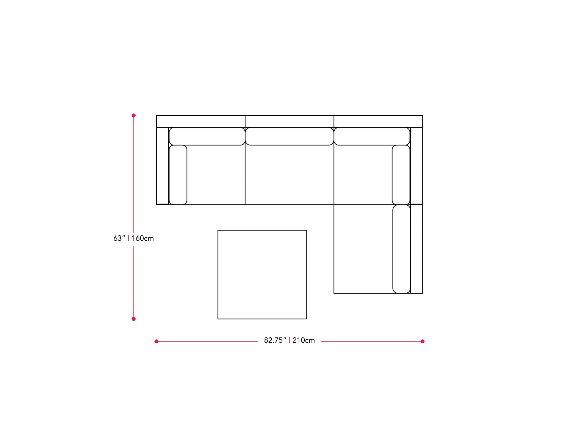 black and ash grey 5-Piece Patio Wicker Sectional Set Parksville Collection measurements diagram by CorLiving#color_black-and-ash-grey