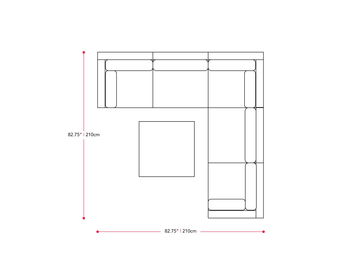 blended grey and oxford blue Patio Sectional Set, 6pc Parksville Collection measurements diagram by CorLiving#color_blended-grey-and-oxford-blue