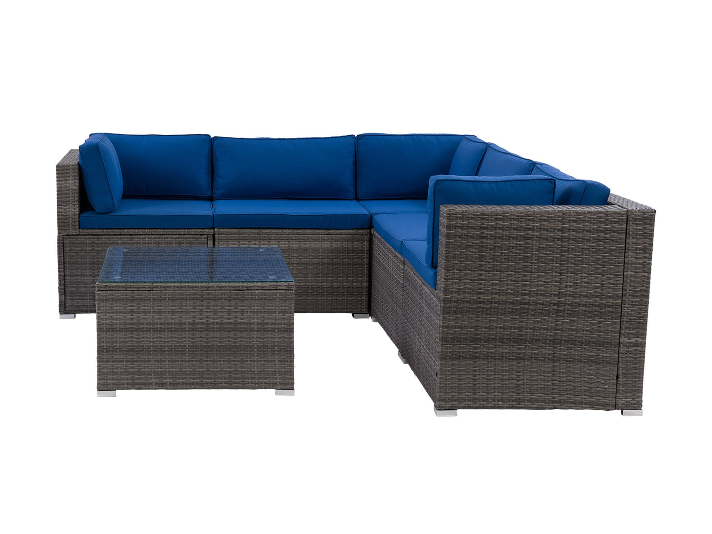 blended grey and oxford blue Patio Sectional Set, 6pc Parksville Collection product image by CorLiving#color_blended-grey-and-oxford-blue