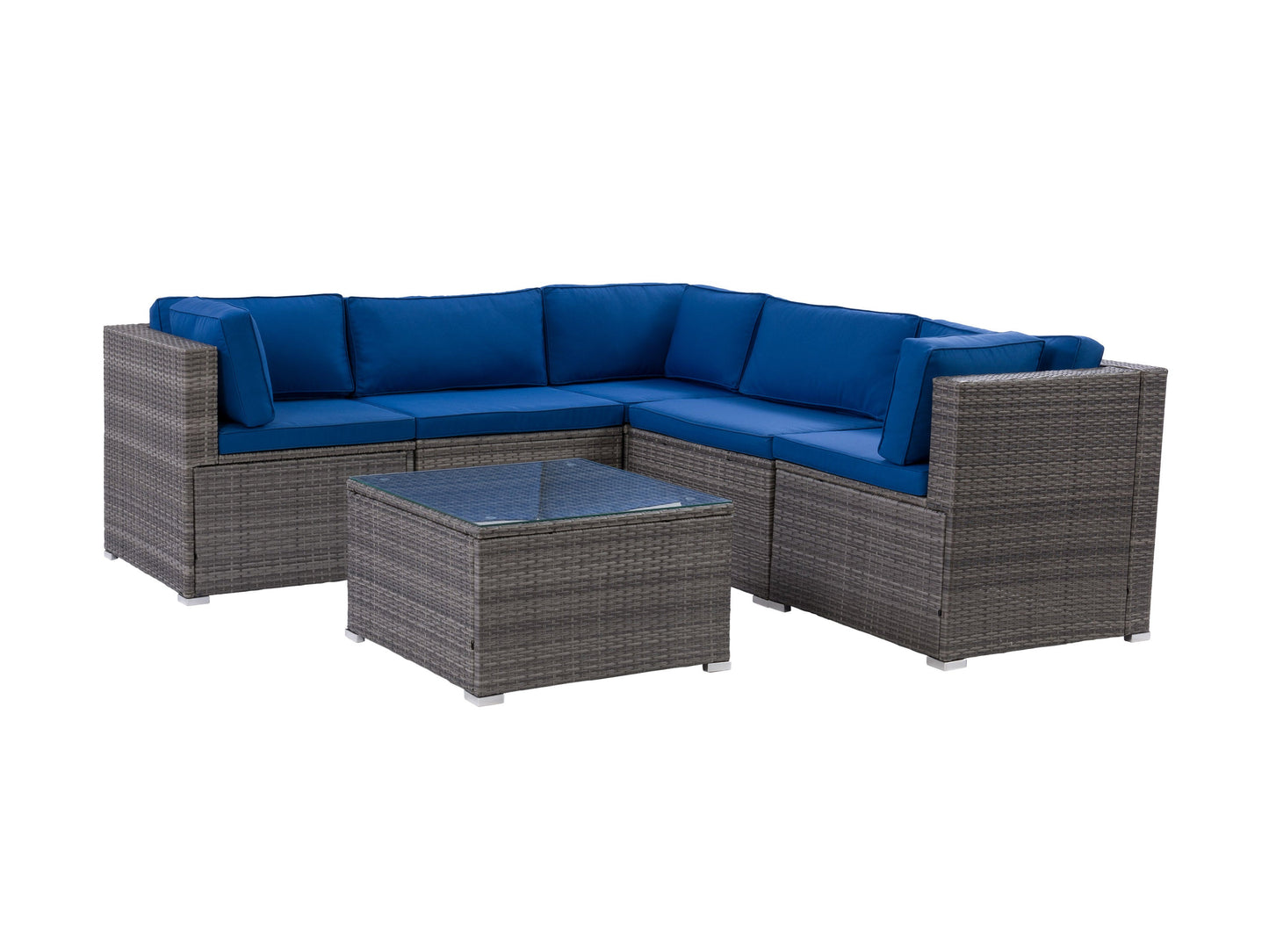 blended grey and oxford blue Patio Sectional Set, 6pc Parksville Collection product image by CorLiving#color_blended-grey-and-oxford-blue