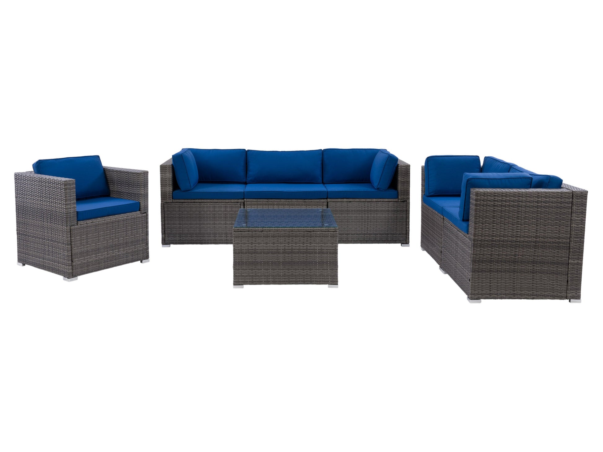 blended grey and oxford blue Outdoor Sofa Set, 7pc Parksville Collection product image by CorLiving#color_blended-grey-and-oxford-blue