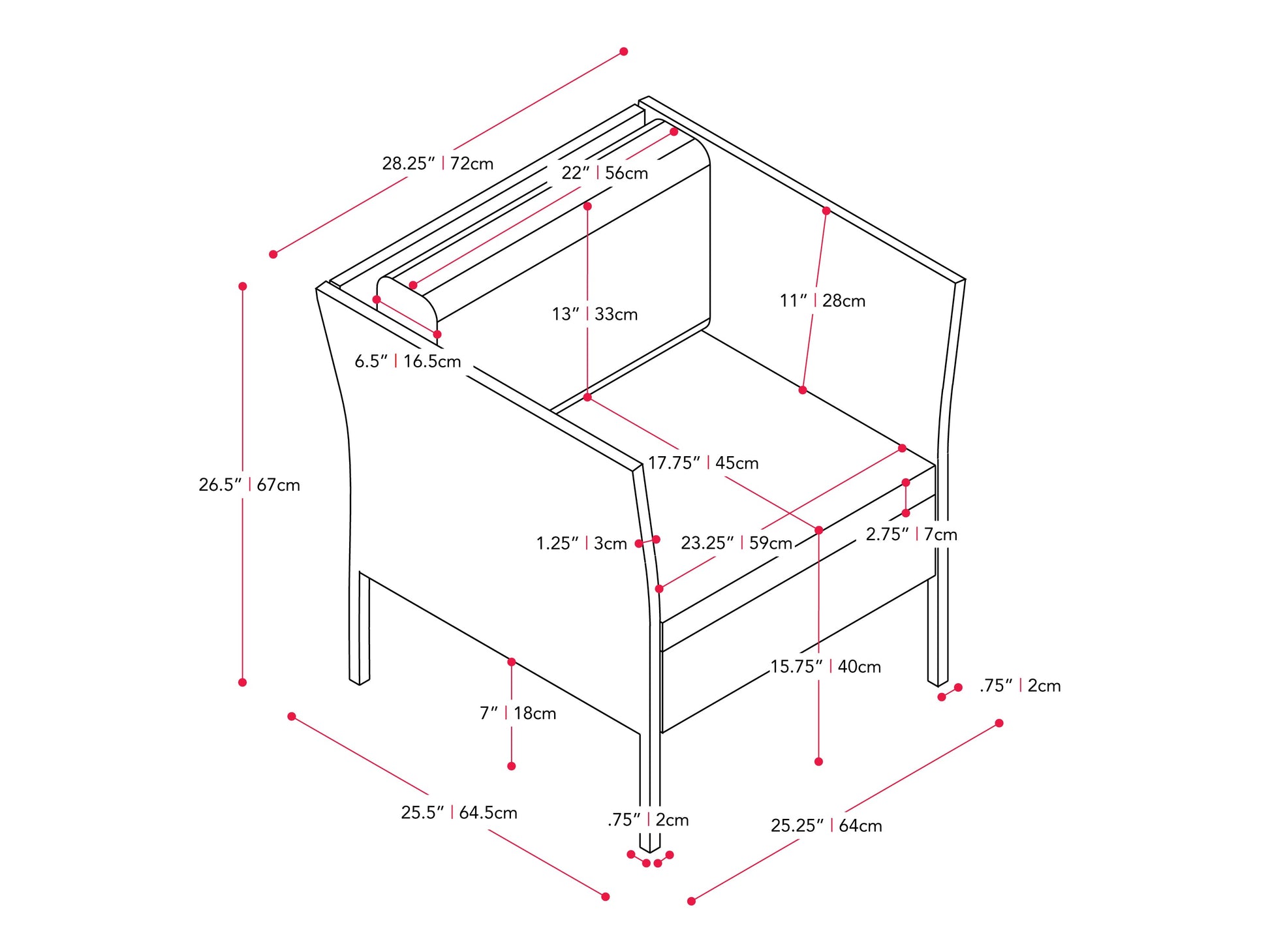 black and ash grey Patio Armchair Parksville Collection measurements diagram by CorLiving#color_black-and-ash-grey