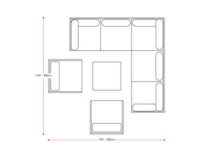 black and ash grey L Shaped Outdoor Sectional, 8pc Parksville Collection measurements diagram by CorLiving#color_black-and-ash-grey