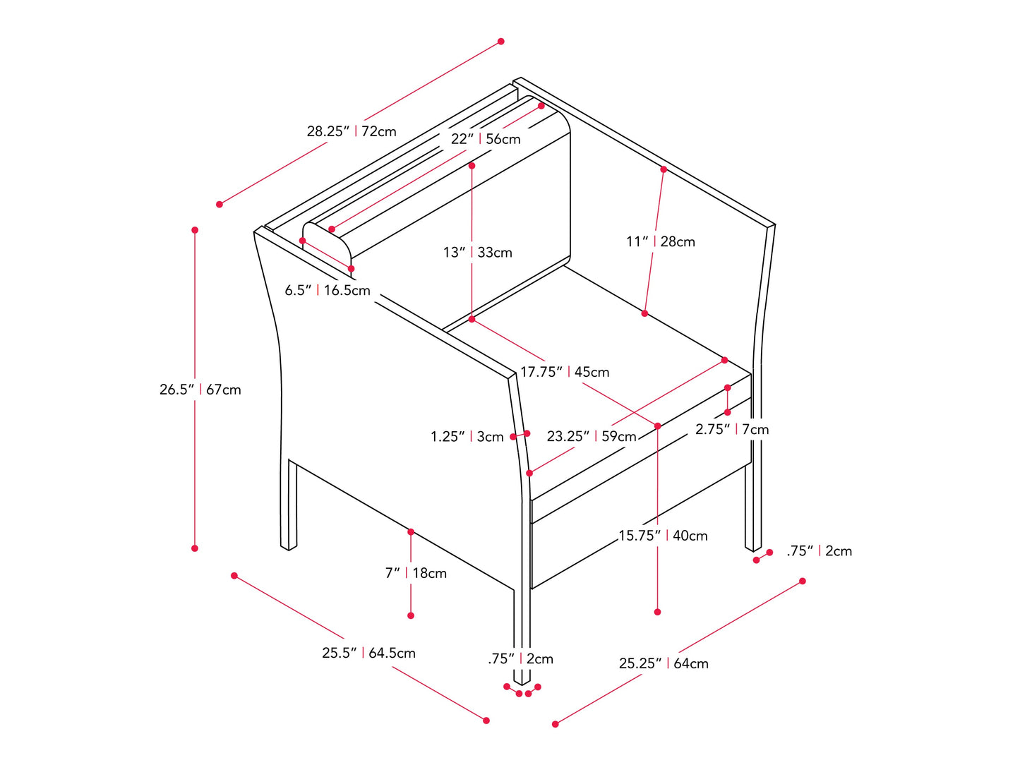 blended grey and oxford blue Patio Armchair Parksville Collection measurements diagram by CorLiving#color_blended-grey-and-oxford-blue