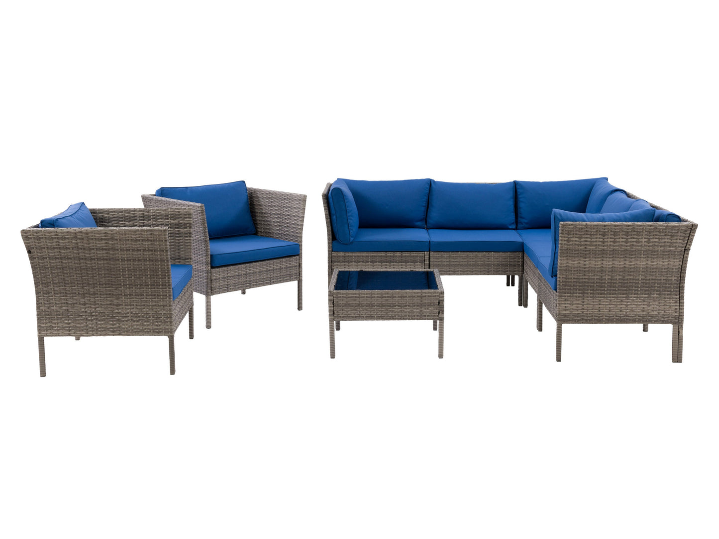 blended grey and oxford blue L Shaped Outdoor Sectional, 8pc Parksville Collection product image by CorLiving#color_blended-grey-and-oxford-blue