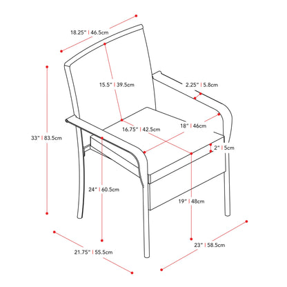 black Stackable Patio Chairs, Set of 2 Parksville Collection measurements diagram by CorLiving#color_black