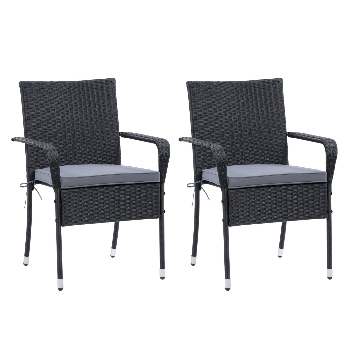 black Stackable Patio Chairs, Set of 2 Parksville Collection product image by CorLiving#color_black