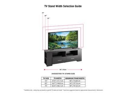 black TV Stand for TVs up to 75" Fernbrook Collection infographic by CorLiving#color_black