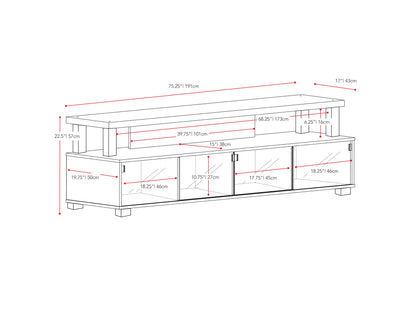 black Extra Wide TV Stand for TVs up to 95" Bromley Collection measurements diagram by CorLiving#color_black