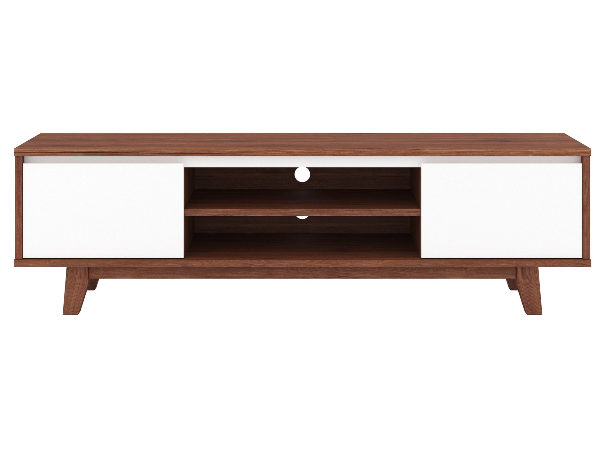 White and Dark Brown Wood TV Stand for TVs up to 68" Fort Worth Collection product image by CorLiving#color_fort-worth-white-and-dark-brown