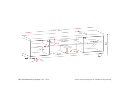 black Extra Long Black Wood TV Stand for TVs up to 85" Holland Collection measurements diagram by CorLiving#color_black