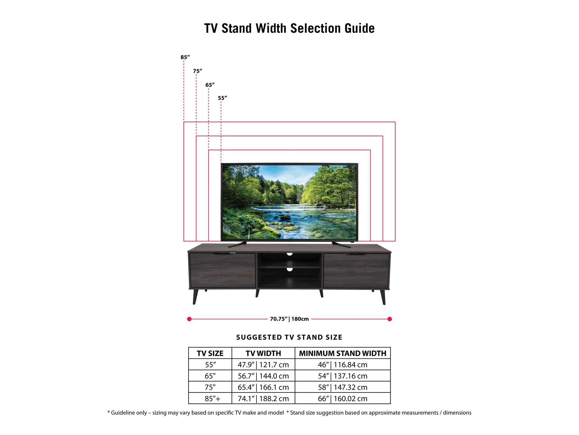 dark grey TV Bench - Open & Closed Storage, TVs up to 85" Cole Collection infographic by CorLiving#color_cole-dark-grey