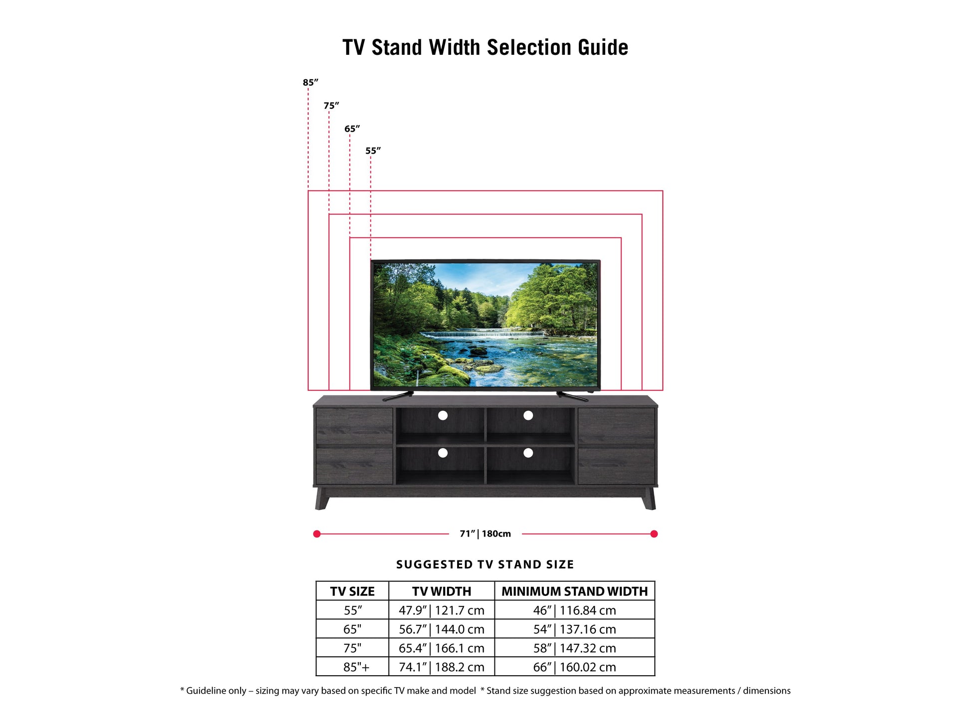 grey Modern TV Stand for TVs up to 85" Hollywood Collection infographic by CorLiving#color_grey