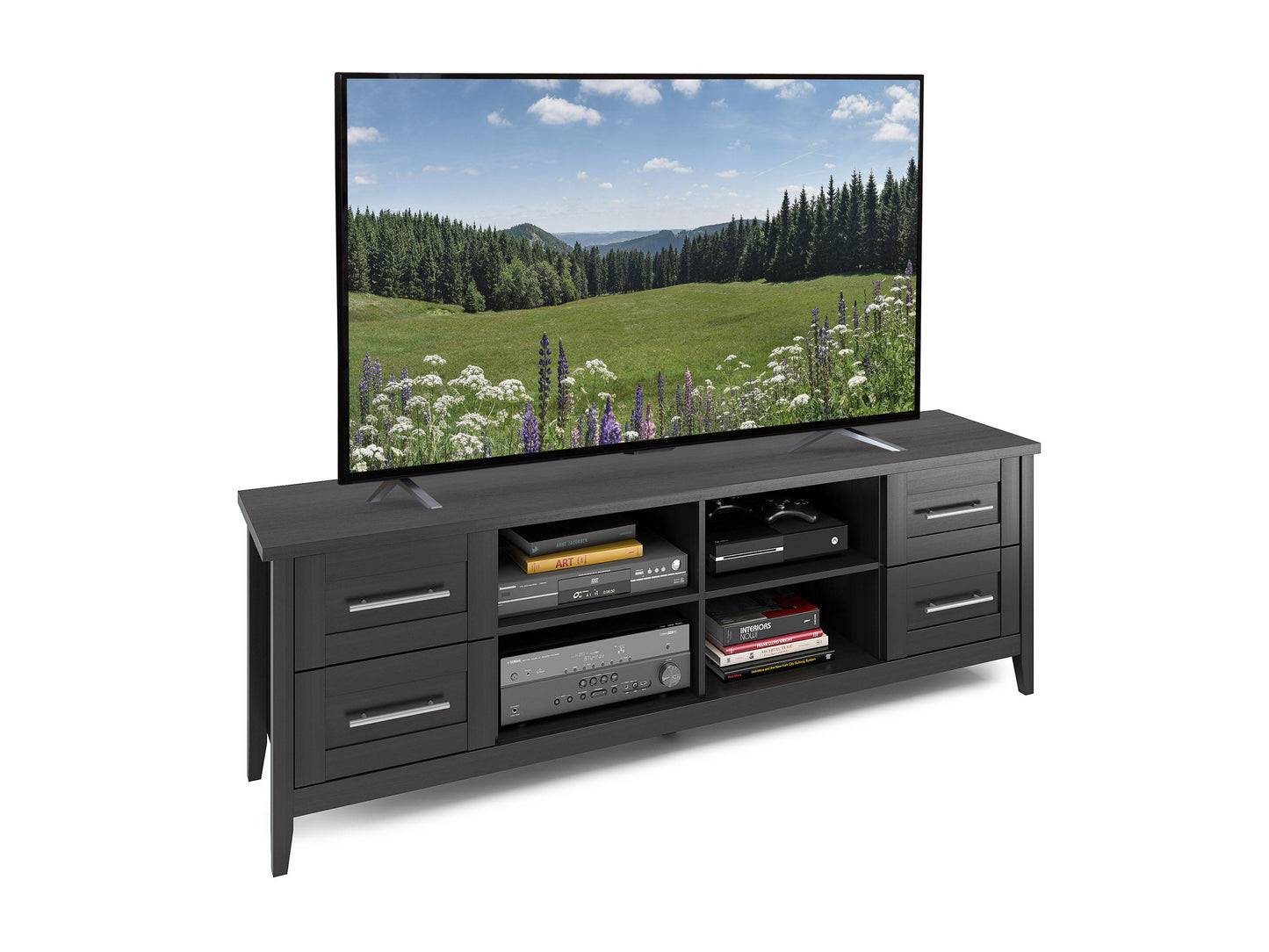 black Wide TV Stand for TVs up to 85" Jackson Collection product image by CorLiving#color_black