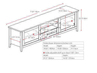 black TV Stand with Doors for TVs up to 85" Jackson Collection measurements diagram by CorLiving#color_black