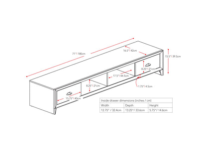 brown TV Stand for TVs up to 85" Lakewood Collection measurements diagram by CorLiving#color_modern-wenge