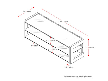 espresso Wood TV Stand for TVs up to 75" Milan Collection measurements diagram by CorLiving#color_espresso