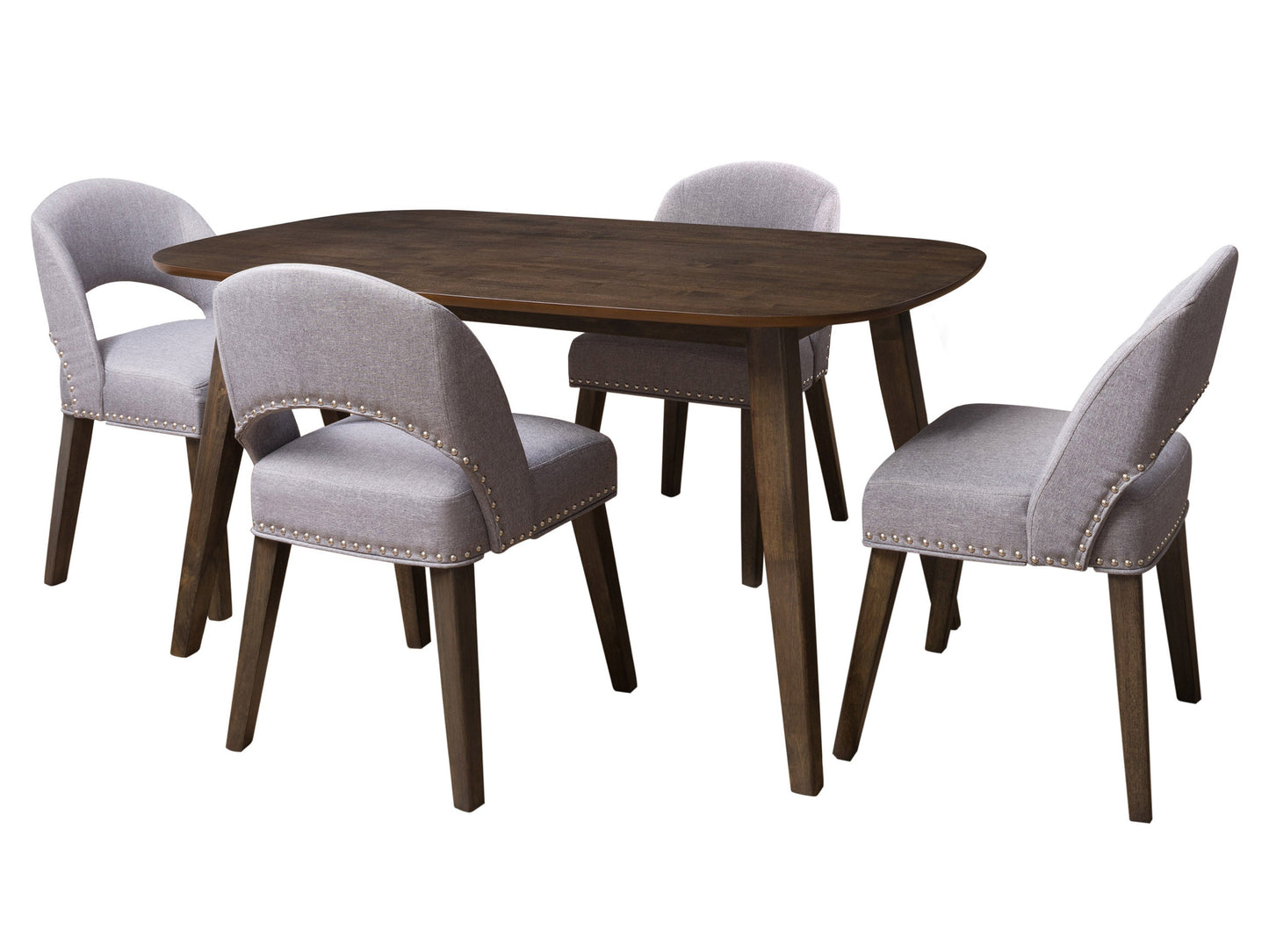 pewter grey and espresso Mid Century Modern Dining Set 5pc Tiffany Collection product image by CorLiving#color_tiffany-pewter-grey-and-espresso