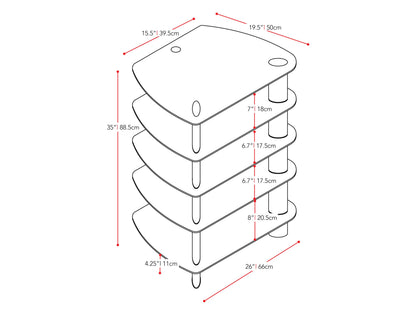 black Media Storage Tower Laguna Collection measurements diagram by CorLiving#color_black